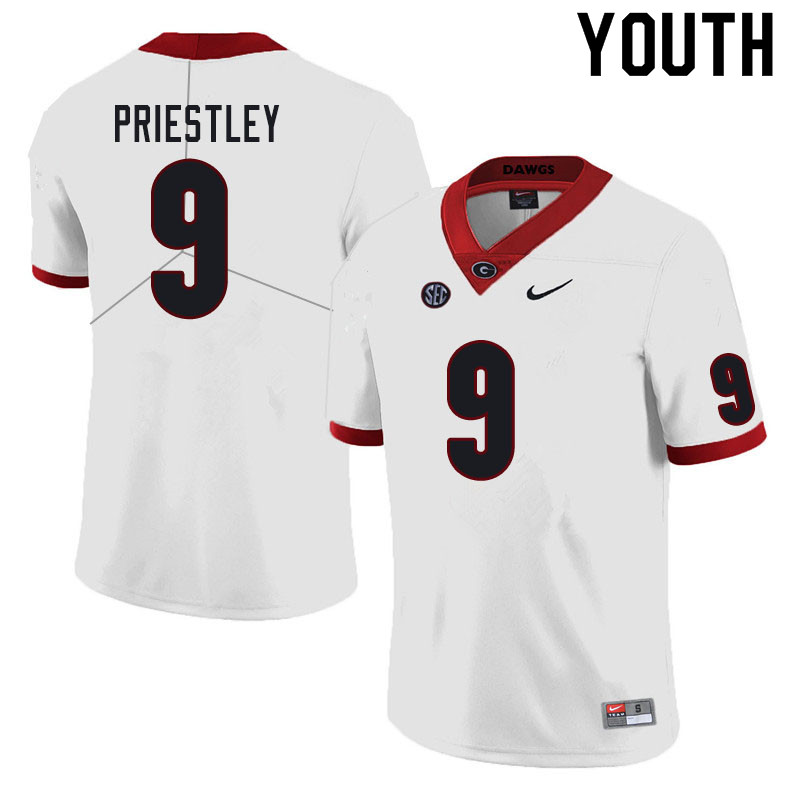Youth #9 Nathan Priestley Georgia Bulldogs College Football Jerseys Sale-White